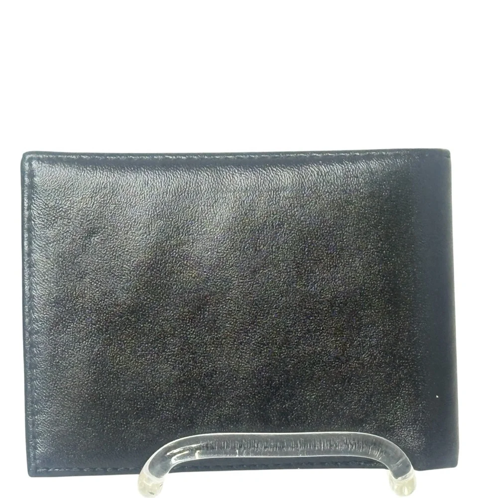 Men's Black Leather Bifold Wallet Multiple Card Slots 2 Bill Holders‎